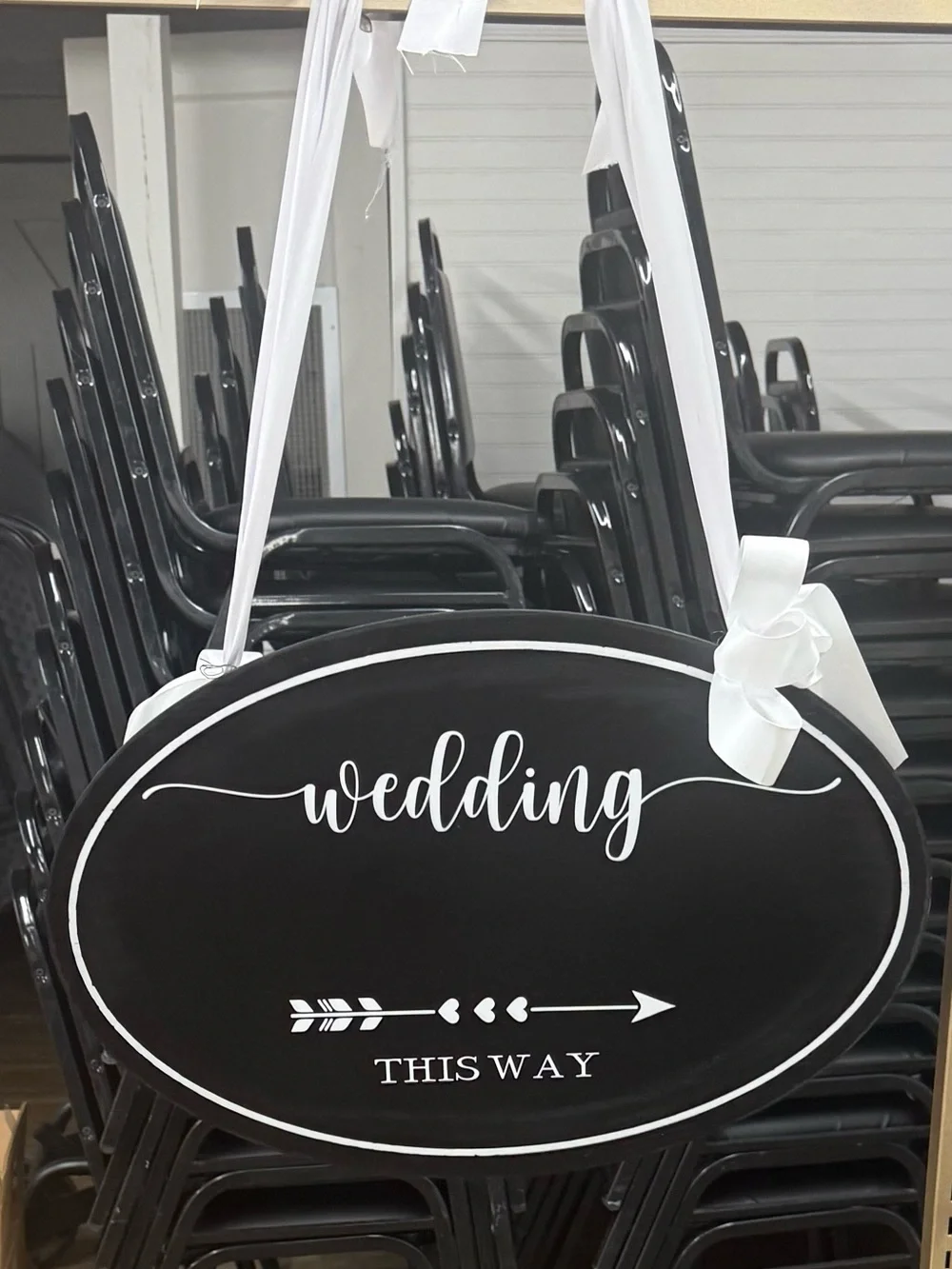 Hobby Lobby Black and White Wedding Directional Hanging Sign